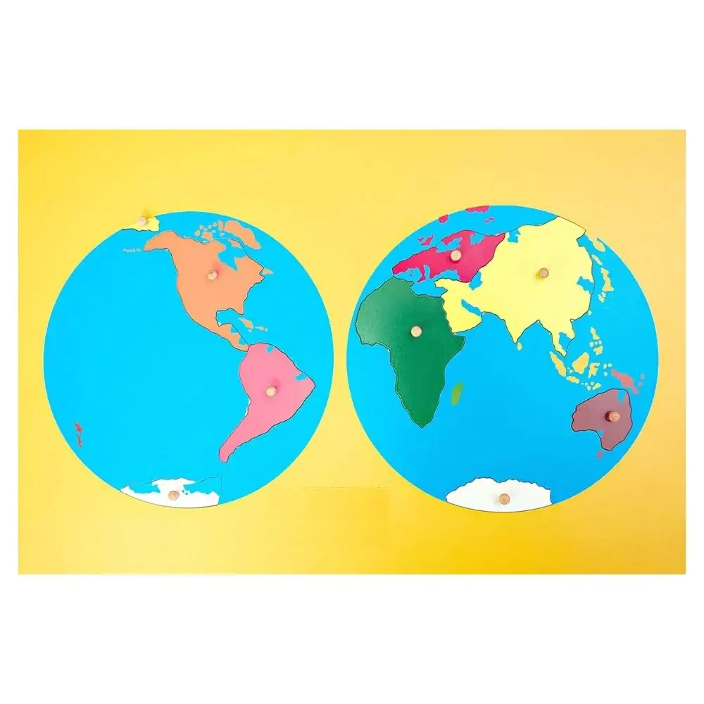 Puzzle du planisphère en bois - Puzzle des continents - Marokid